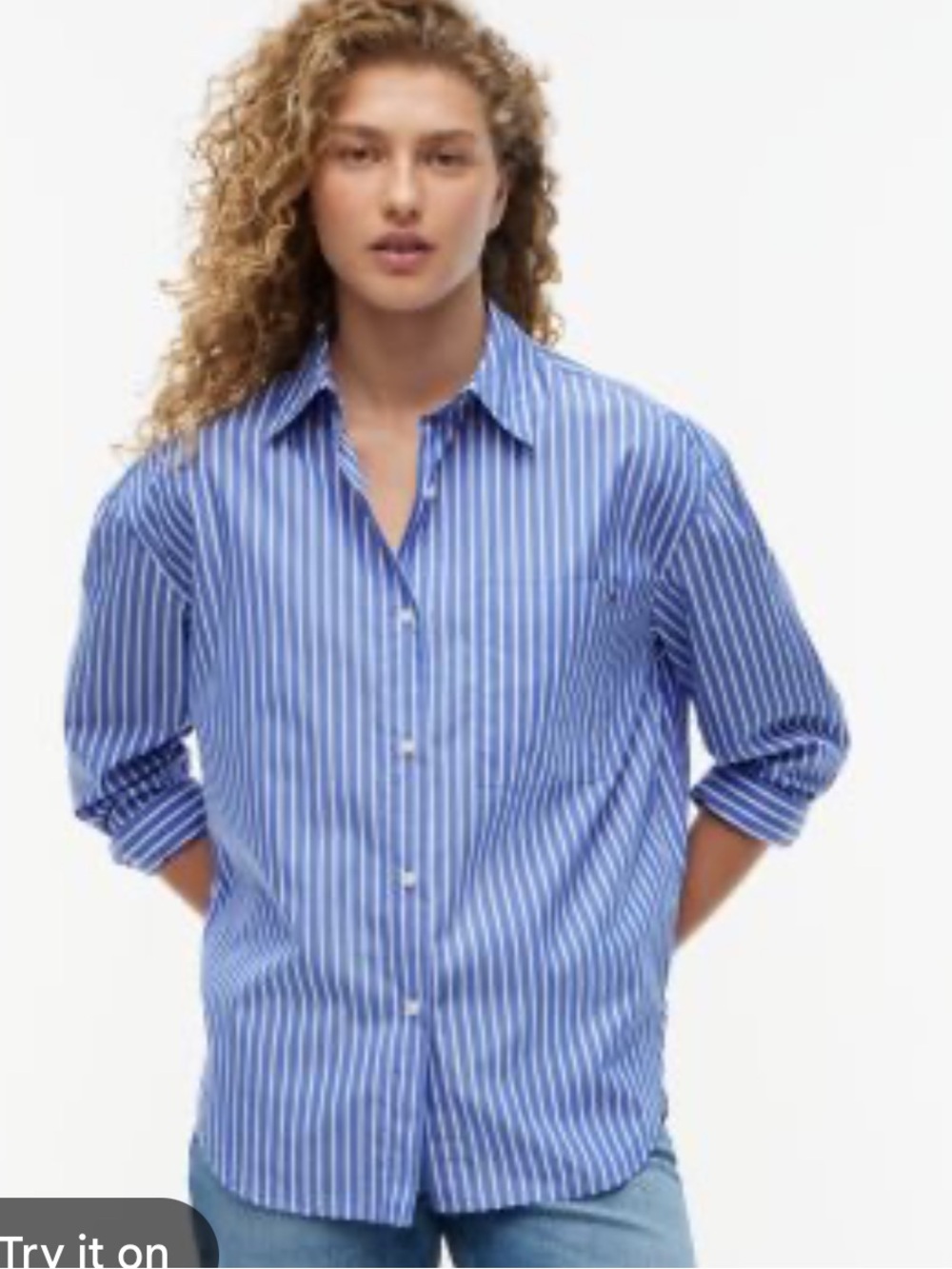 A New Day Shirt. - blue/white cotton long sleeve button up NWT
